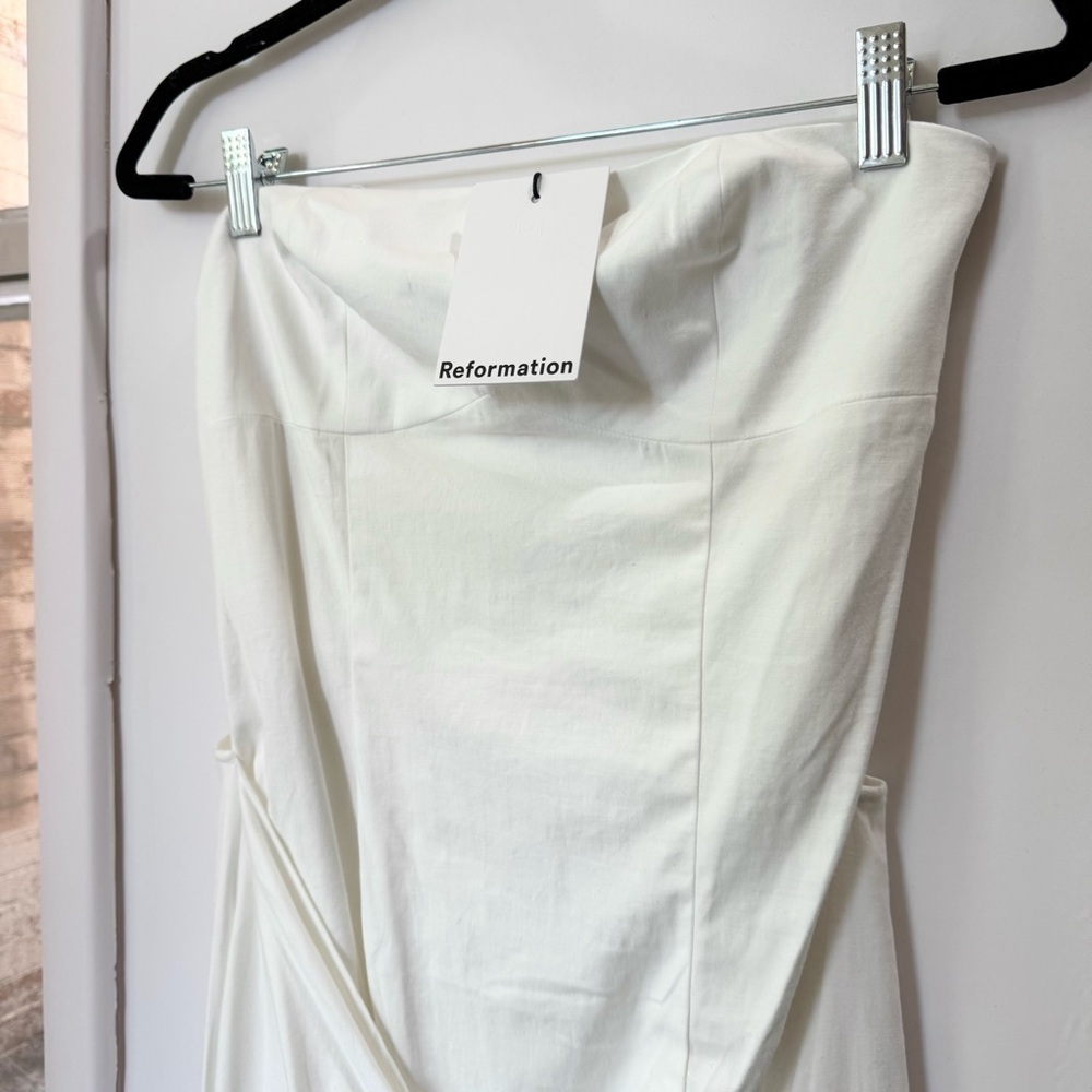 NWT Reformation Kynzie Dress Midi Strapless White 6 - Picture 10 of 15